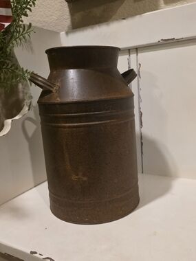 Rustic Metal Milk Can - Brown